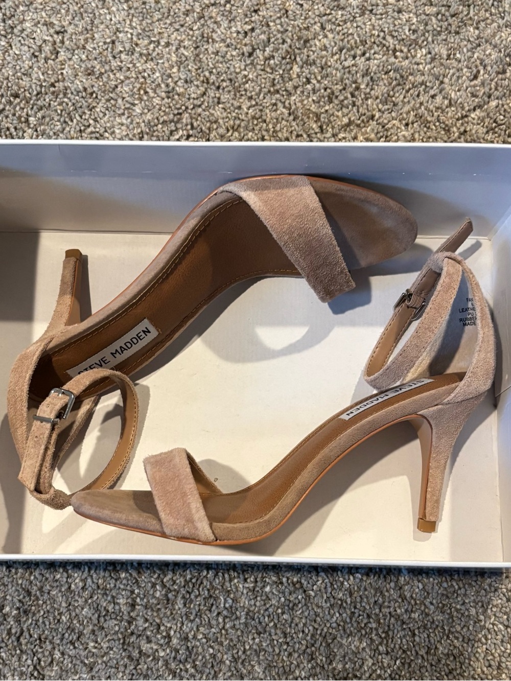 Women’s Steve Madden Leather Beige Heels Brand New Size 6.5M Strap Spring Summer